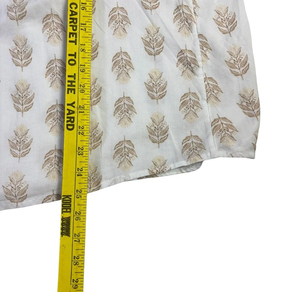 Old Navy Women's 4X Off Shoulder Puff Sleeve Blouse‎ Gold Leaf Print Tie Back